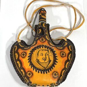 Vintage Mongolian style Torsysk Kazakh Leather Kumis Flask.